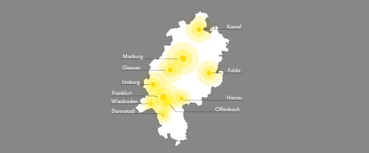 Karte unserer Beratungsstellen in Hessen